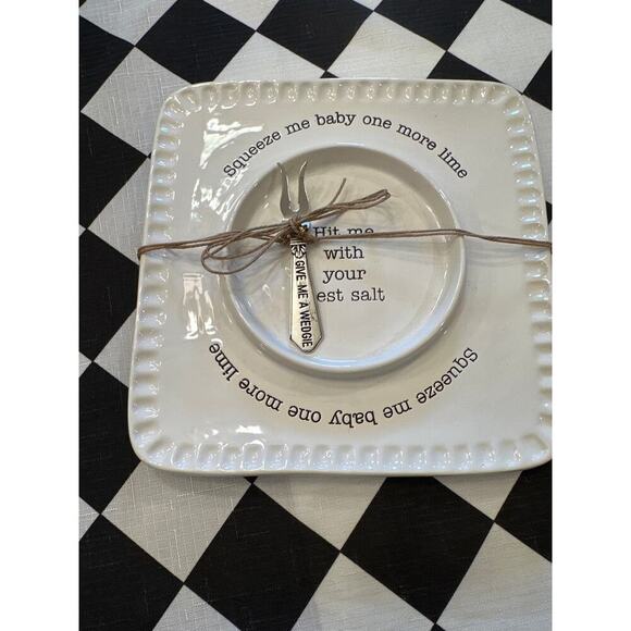 Mudpie Margarita Salt lemon plate squeeze me baby one more lime NEw serving - Picture 1 of 5